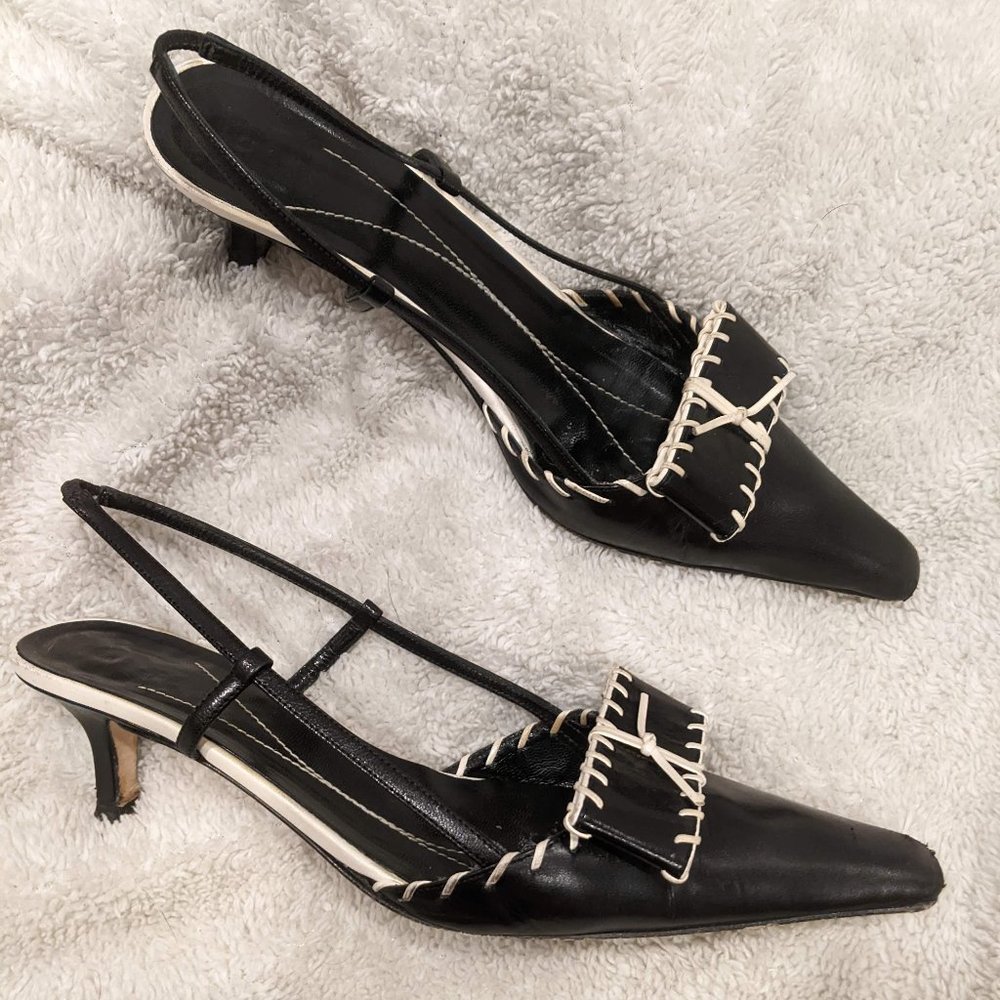 Kate Spade Black Kitten Slingback Heels Sandals 6.5